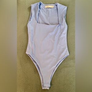 Lizette Collection style periwinkle blue bodysuit one piece blouse top